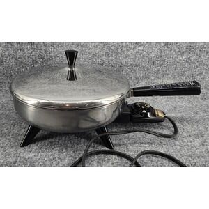 Vtg Farberware Electric Fry Pan 10" Model 300-B Stainless Steel Skillet Works